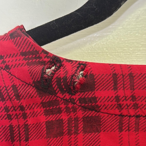 Pottery Vintage Croppwd Red Plaid Women's Jacket - Picture 9 of 11